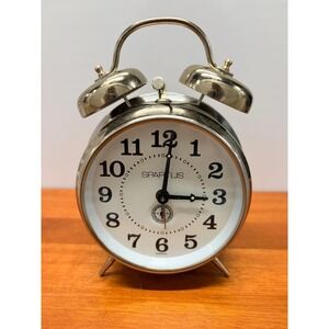 Vintage Spartus Twin Bell Alarm Clock Romania  Mechanical Wind-Up, AS-IS